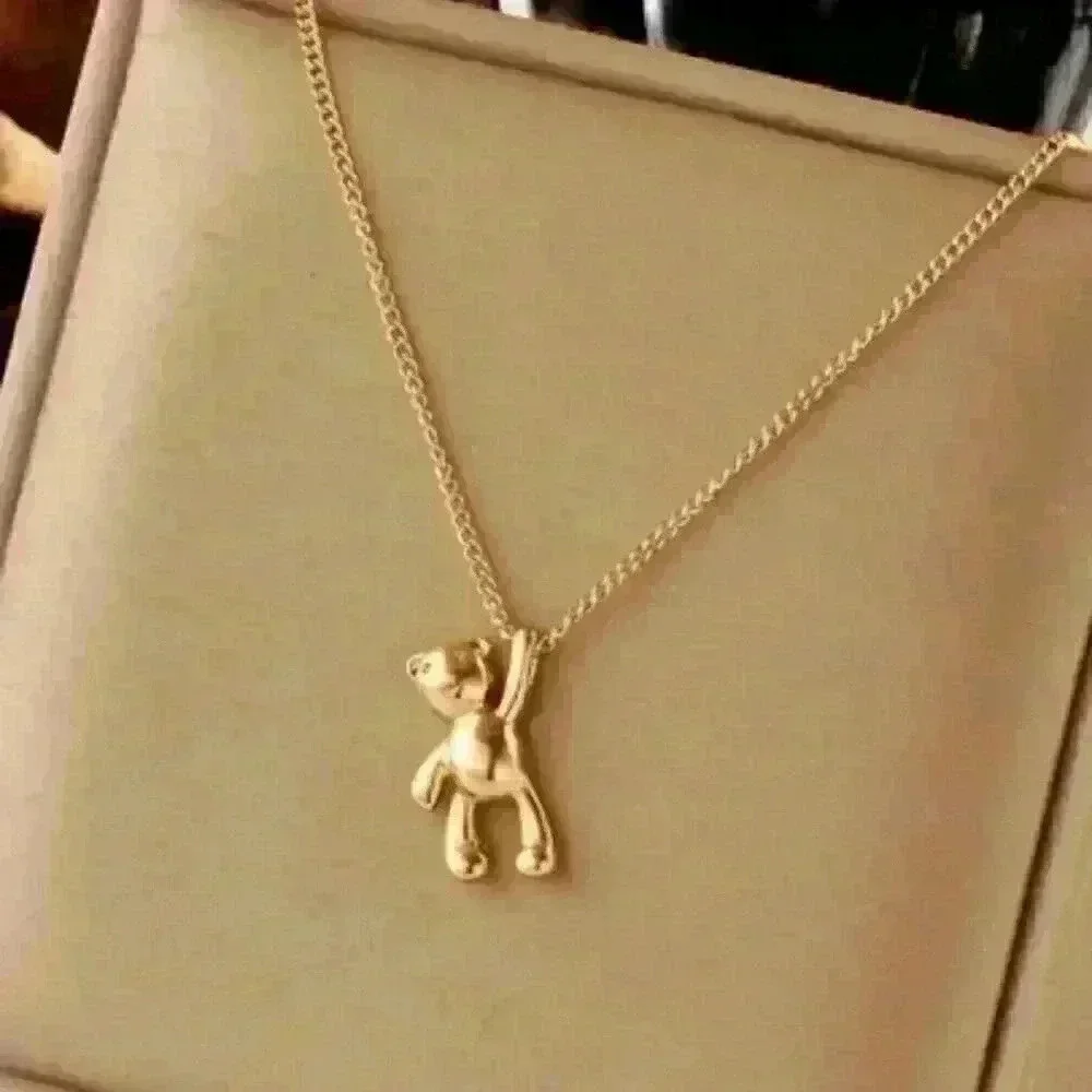 Teddy Bear Pendant with 18k gold filled Necklace